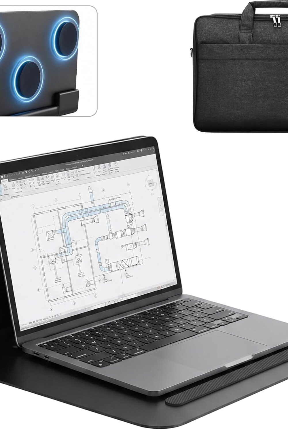 Magnetic Laptop Shelf, Portable Workstation with 3 Super Magnets & Bag | Holds up to 50 lbs, Magnetic Laptop Holder Attachs to HVAC, Trucks, Walls, Poles etc