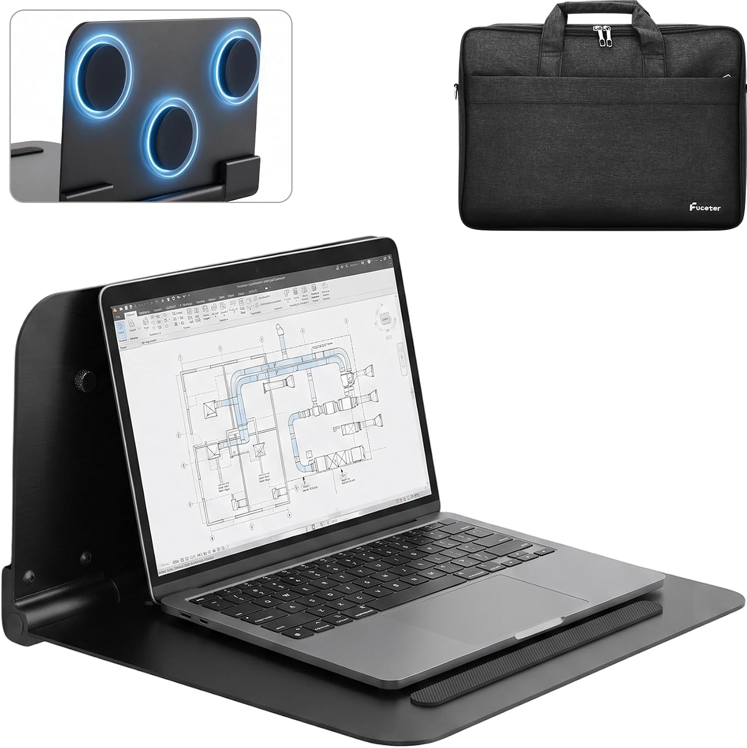 Magnetic Laptop Shelf, Portable Workstation with 3 Super Magnets & Bag | Holds up to 50 lbs, Magnetic Laptop Holder Attachs to HVAC, Trucks, Walls, Poles etc