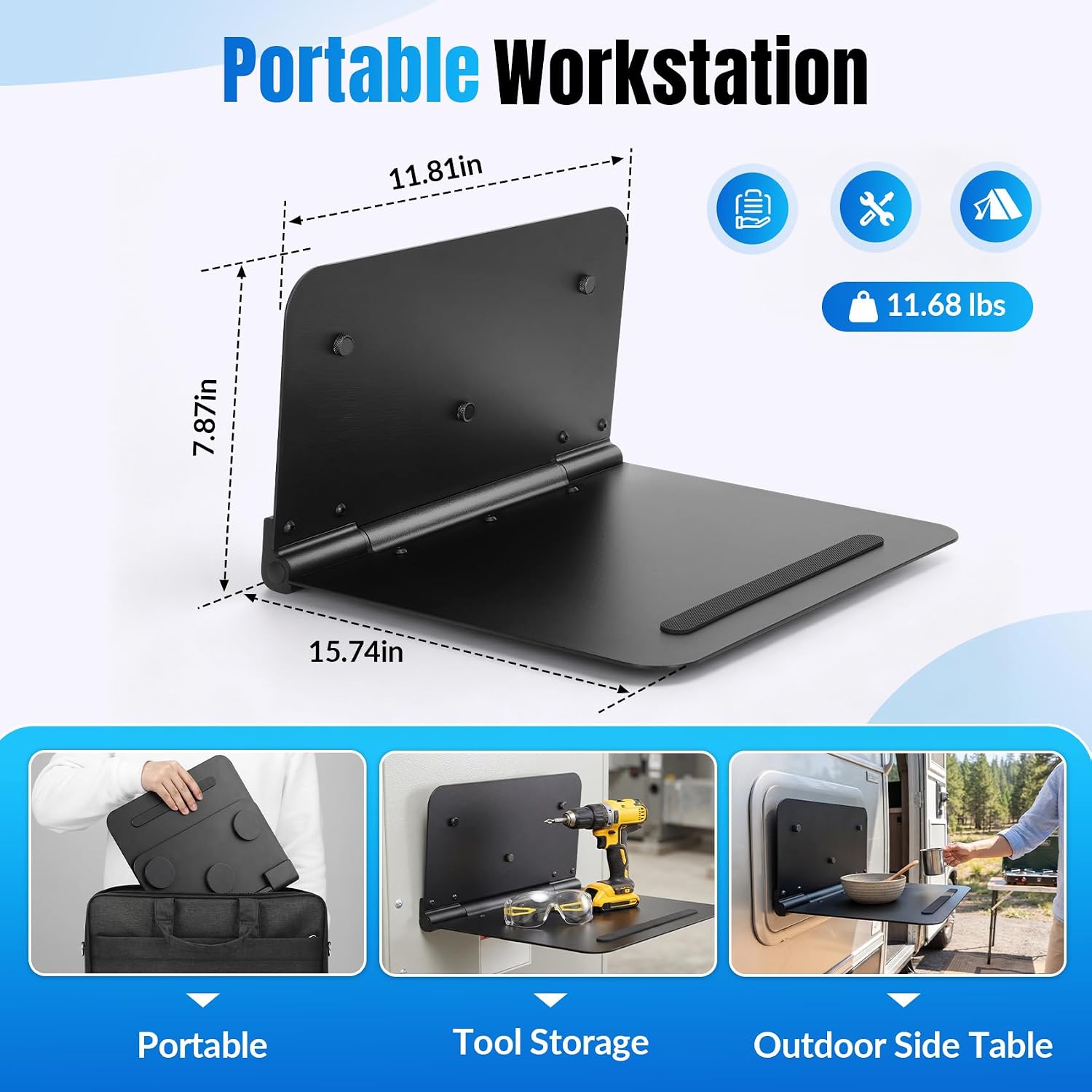 Magnetic Laptop Shelf, Portable Workstation with 3 Super Magnets & Bag | Holds up to 50 lbs, Magnetic Laptop Holder Attachs to HVAC, Trucks, Walls, Poles etc - Image 4